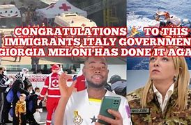 Image result for Meloni Hugging African Immigrants Italy