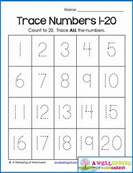 Image result for Printable Number Tracing 1 20