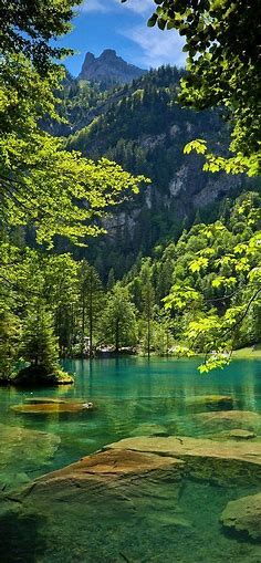 The Blue Lake in Kandersteg, Switzerland. | Göller, Manzara, Manzara resimleri