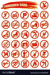 Image result for Types of Prohibition Danger and Warning Signs Drawing