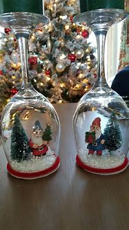 Image result for Christmas Crafts Wine Glasses
