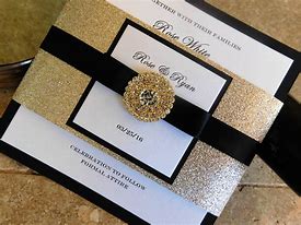 Image result for Black Gold and Ivory Wedding Invitations