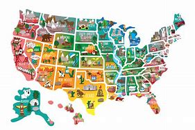 Image result for Map of United States of America with Cities Cartoon