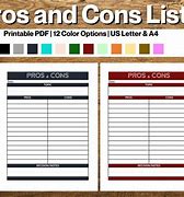 Image result for Pros and Cons Sheet Template