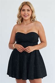 Image result for Plus Size Black Strapless Mini Dress