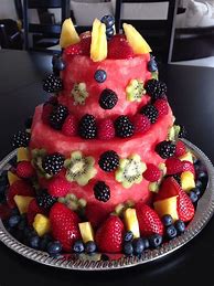 Image result for Birthday Cake Made with Fruit