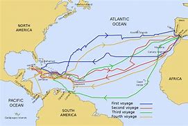 Image result for Christopher Columbus Voyages Map Black and White