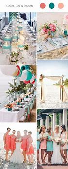 Image result for Teal and Peach Wedding Colors