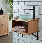 Image result for Oak Bathroom Shelves