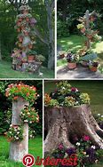 Image result for Tree Stump Flower Garden