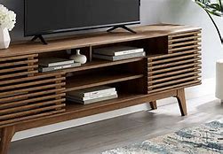 Image result for Mid Century Modern TV Stand with Sliding Doors