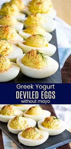 Greek Yogurt Deviled Eggs Without Mayo - Cupcakes & Kale Chips