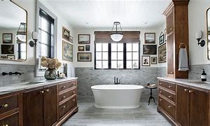 Image result for Cherry Bathroom Vanity with Black Top