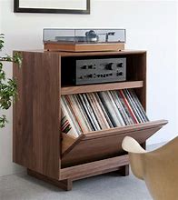 Image result for Farmhouse-Style Record Player Stand with Album Storage