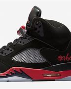 Image result for Shoes Jordans Black and Red 5s