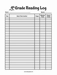 Image result for 4th Grade Reading Log Printable