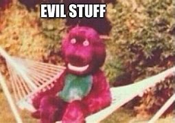 Image result for Evil Barney Meme