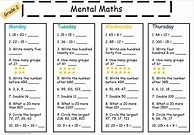 Image result for Mental Maths Class 2 Worksheets