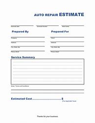 Image result for Auto Repair Estimate Form Template