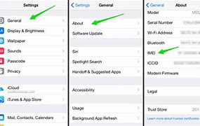 Image result for iPhone IMEI Check Settings