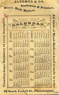 Image result for 1880 Calendar