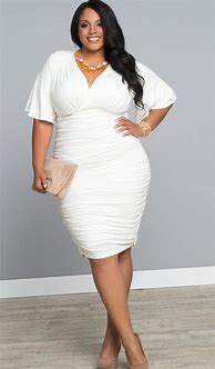 Image result for White Wrap Dresses Plus Size