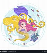 Image result for Cartoon Illustration Mermaid Octopus
