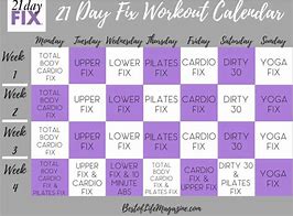 Image result for 21-Day Fix Workout Calendar