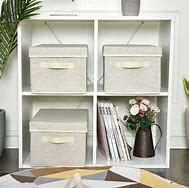 Image result for Fabric Storage Bin with Lid and Magnetic Side Hatch