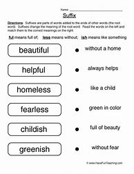 Image result for Prefix/Suffix Worksheets 2nd Grade