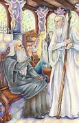 Image result for Sarumon Walkign with Gandalf