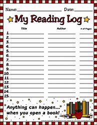 Image result for Reading Log Primary Grade Printable