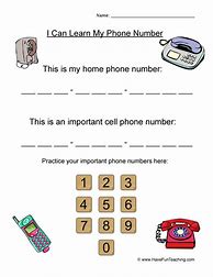 Image result for Printable Phone Number Worksheet