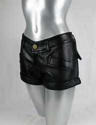Image result for Black Leather Shorts Slim Fit