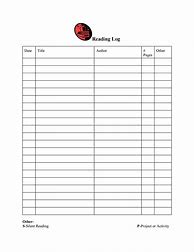 Image result for Printable Reading Log Template