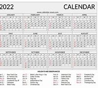 Image result for 1 Year Calendar 2022