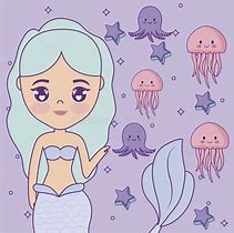 Image result for Cartoon Illustration Mermaid Octopus
