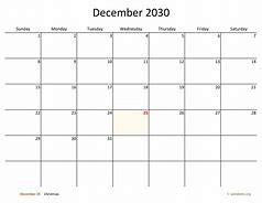 Image result for December 2030 Calendar
