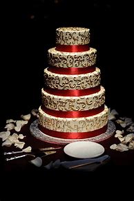 Image result for Red White and Gold Wedding Cake