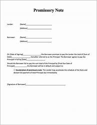 Image result for Basic Blank Promissory Note