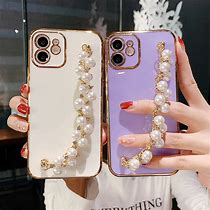 Image result for Fluffly Phone Cases with Pearl Lanyard iPhone 13