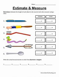 Image result for Measuring Objects in Inches Worksheet