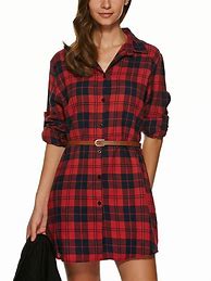 Image result for Long Sleeve Plaid Shirt Dress