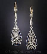 Image result for Art Deco Drop Earrings Diamond Sapphire
