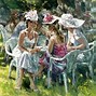 Image result for Gordon King Paintings Beautiful Woman in Summer Garden with Butterfly