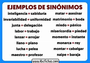 Image result for Sinonimos Ejemplos