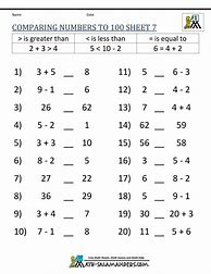 Image result for Maths Greater than Less than Worksheets