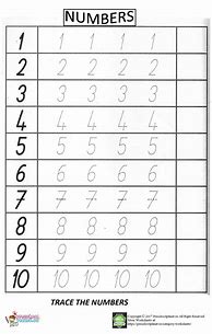 Image result for Printable Numbers Tracing Worksheets Preschool