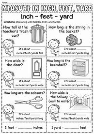 Image result for Inches Feet and Yards Worksheets 2nd Grade