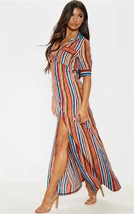 Image result for Multicolor Horizontal Striped Dress
